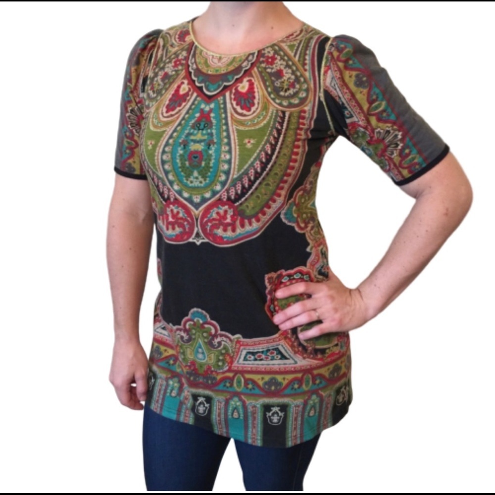 Twentyone Women’s Paisley Pattern Tunic Dress Bohemian Flair Size Small